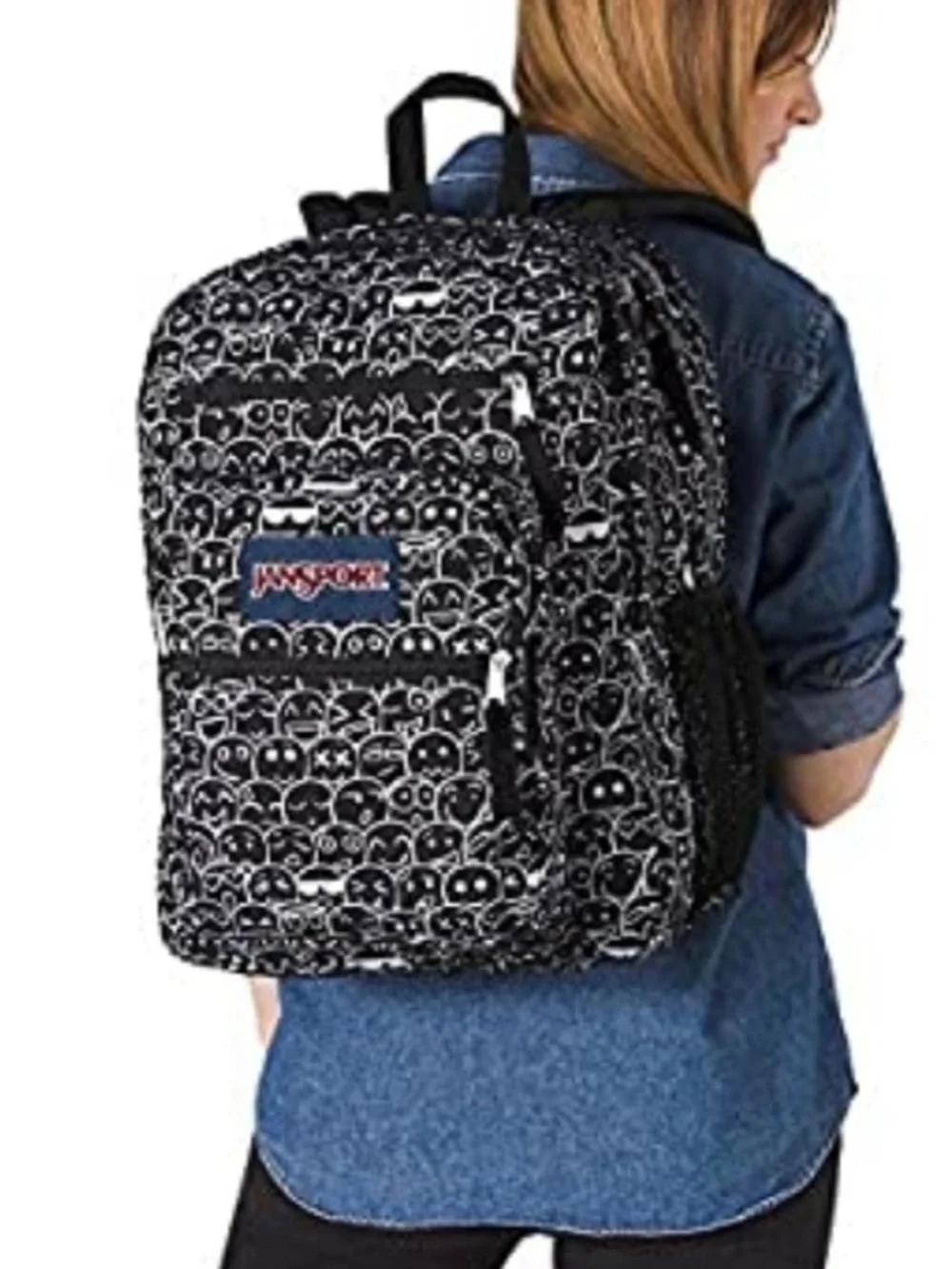 JANSPORT Black White Emoji Print Big Student Backpack
